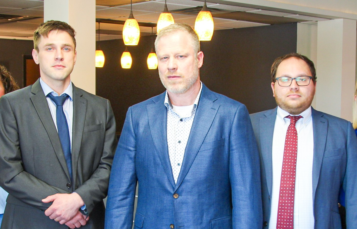 attorney CJ Dimarco, Jerry Wallentine, and Cody Hagan stand side by side for photo - kansas city car accident lawyers